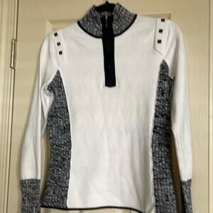 Top sweater Nilz ski or after ski.  rib pattern cuff neck side trim-1/4 neckzip
